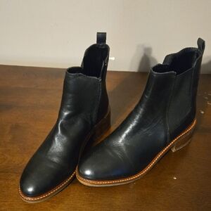 Joie Black Leather Ankle Booties with Brown Sole